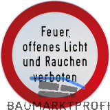 Verbotsschild Feuer, offenes Licht und Rauchen verboten rund 315 mm