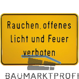Hinweisschild Rauchen, offenes Licht und Feuer verboten 300 x 200 mm