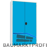 Fl�gelt�rschrank 1950 x 1180 x 500 mm RAL7035 lichtgrau/5012 lichtblau