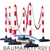 Kettenst�nder-Set 6 Pfosten rot/wei� mit 10 m Kette