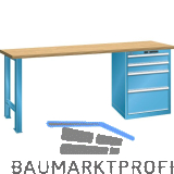 LISTA Werkbank 27x36E Multiplex 1500x750x840mm KEY Lock RAL5012 4 Laden 75kg