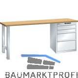 LISTA Werkbank 27x36E Multiplex 1500x750x840mm KEY Lock RAL7035 4 Laden 75kg