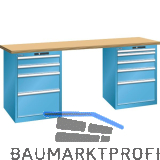 LISTA Werkbank 27x36E Multiplex 2000x750x840mm KEY Lock RAL5012 9 Laden 75kg