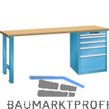 LISTA Werkbank 27x36E Buche 2000x800x850mm KEY Lock RAL5012 5 Laden 75kg