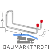Ger�tehalter 120 x 325 x 90 mm verzinkt rote Endkappen