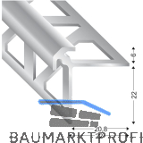 K�GELE Mauerkantenprofil DOPPIO Alu silber, Innenh�he 6 mm, 3000 mm