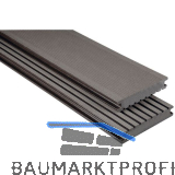 KOVALEX WPC Terrassendiele Vollprofil graubraun geb�rstet, 26x145x6000mm