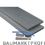 KOVALEX WPC Terrassendiele Hohlkammerprofil steingrau mattiert, 20x190x5000mm