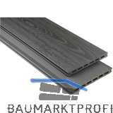 KOVALEX WPC Terrassendiele Hohlkammerprofil graubraun mattiert, 20x190x6000mm