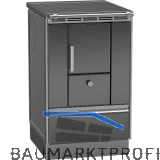 LOHBERGER Festbrennstoffherd Rega 50, Schwarzgrau matt