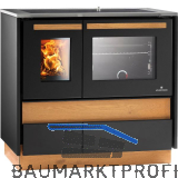 LOHBERGER Festbrennstoffherd Alpin 94 Stand inkl. Stahlkochfeld, Schwarz matt