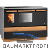 LOHBERGER Festbrennstoffherd Alpin 124 Stand inkl. Stahlkochfeld, Schwarz matt