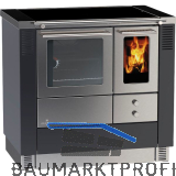 LOHBERGER Festbrennstoffherd LC 75 B Edition schwarz-grau matt inkl. Stahlplatte