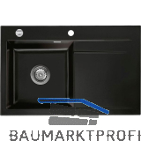 SYSTEMCERAM Einbausp�le Stema 80 Excenter 800 x 510 mm Tropfteil rechts, Nero