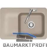 SYSTEMCERAM Einbausp�le Juna 75, 750 x 510 mm Tt. links, Fango