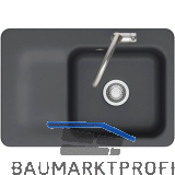 SYSTEMCERAM Einbausp�le Juna 75, 750 x 510 mm Tt. links, Schiefer