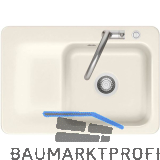 SYSTEMCERAM Einbausp�le Juna 75 Excenter, 750 x 510 mm Tt. links, Magnolie