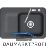 SYSTEMCERAM Einbausp�le Juna 75 Excenter, 750 x 510 mm Tt. links, Schiefer