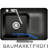 SYSTEMCERAM Einbausp�le Juna 75 Excenter, 750 x 510 mm Tt. rechts, Nero