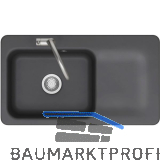 SYSTEMCERAM Einbausp�le Juna 90, 900 x 510 mm Tt. rechts, Schiefer