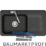 SYSTEMCERAM Einbausp�le Juna 90, 900 x 510 mm Tt. rechts, Nigra