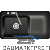 SYSTEMCERAM Einbausp�le Juna 90 Excenter, 900 x 510 mm Tt. rechts, Nero