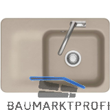 SYSTEMCERAM fl�chenb�ndige Sp�le Juna 75 F, 726 x 486 mm Tt. links, Fango