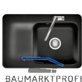 SYSTEMCERAM fl�chenb�ndige Sp�le Juna 75 F, 726 x 486 mm Tt. links, Nero