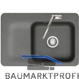 SYSTEMCERAM fl�chenb�ndige Sp�le Juna 75 F, 726 x 486 mm Tt. links, Lava