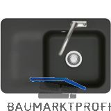 SYSTEMCERAM fl�chenb�ndige Sp�le Juna 75 F, 726 x 486 mm Tt. links, Nigra