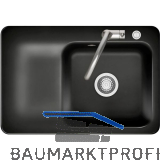 SYSTEMCERAM fl�chenb�ndige Sp�le Juna 75 F Excenter Tt. links, Nero