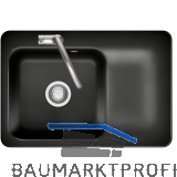 SYSTEMCERAM fl�chenb�ndige Sp�le Juna 75 F, 726 x 486 mm Tt. rechts, Nero