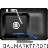 SYSTEMCERAM fl�chenb�ndige Sp�le Juna 75 F Excenter Tt. rechts, Nero