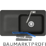 SYSTEMCERAM fl�chenb�ndige Sp�le Juna 90 F, 876 x 486 mm Tt. links, Nigra