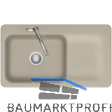 SYSTEMCERAM fl�chenb�ndige Sp�le Juna 90 F, 876 x 486 mm Tt. rechts, Fango