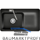 SYSTEMCERAM fl�chenb�ndige Sp�le Juna 90 F, 876 x 486 mm Tt. rechts, Nero