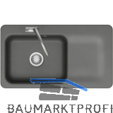 SYSTEMCERAM fl�chenb�ndige Sp�le Juna 90 F, 876 x 486 mm Tt. rechts, Lava