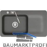 SYSTEMCERAM fl�chenb�ndige Sp�le Juna 90 F Excenter Tt. rechts, Lava