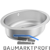 KWC 2D-Waschtisch Rondo 450-O, Edelstahl Seidenmatt, 510 x 390