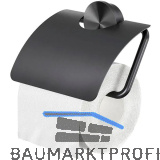 GEESA WC-Papierhalter Opal mit Abdeckung, Metallfinish Schwarz geb�rstet