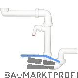 Raumspar-Siphon HL126SR DN40x6/4" + DN50 mit Kugelgelenk, Waschger�te-Anschluss