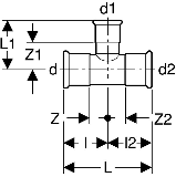 Geberit Mapress Kupfer T-Stck m.red.