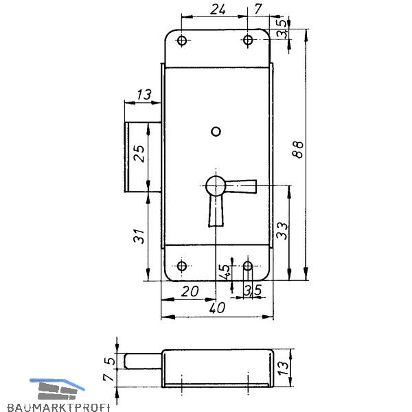 Riegelschloss Einheitssperre 61005 ohne Schlüssel, rechts, DM 20, Stahl  verzinkt - Baumarktprofi