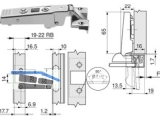 Alurahmenscharnier 95  ohne Feder gerade   70T950A.TL