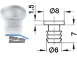 Anschlagpuffer fr Bohrung  6,0 mm Kunststoff transparent