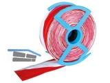 Absperrband rot/wei 80 mm reifest mit 2 eingelegten Fden Lnge 250m