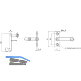 Fensterreiber auf eckiger Platte, 17 mm, Stahl verzinkt silberfrbig