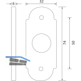 GRUNDMANN Drckerrosette WG oval, 32 x 74 x 16 mm, Messing poliert