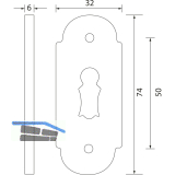 GRUNDMANN Oval-Schlsselrosette BBWG, Gr. 32 x 74, Messing pol