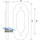 GRUNDMANN Oval-Schlsselrosette BBWG m. Hangerl, Gr. 32 x 74, Messing pol
